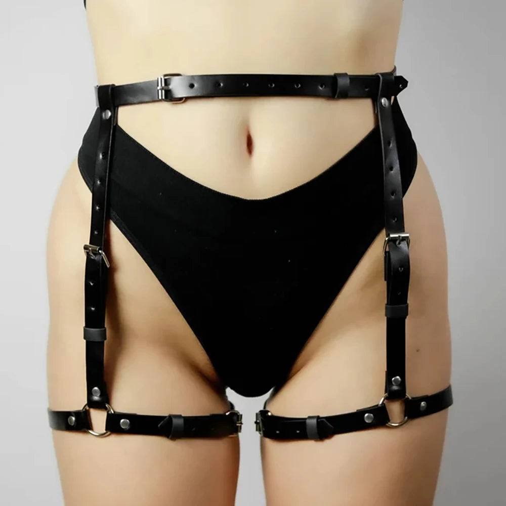 Sex Toy Harness Women Sexy Underwear Garter Belt Bdsm Erotic Waist To Leg Harness Leather Lingerie Bondage Thigh Garter Stocking
