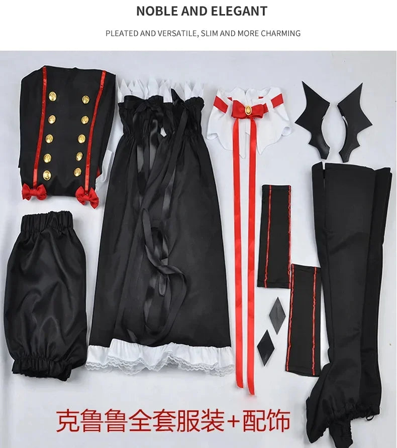 Anime Seraph of the end Krul Tepes Cosplay Vampire Wig Elf Ears Cosplay Costume For Women Halloween Carnival Party Comic Con