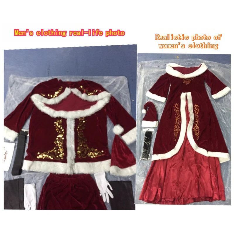 Adult Men and Women Cos Christmas Santa Claus Cosplay Costumes Birthday Couple Party Stage Performance Clothing Girls Xmas Gifts