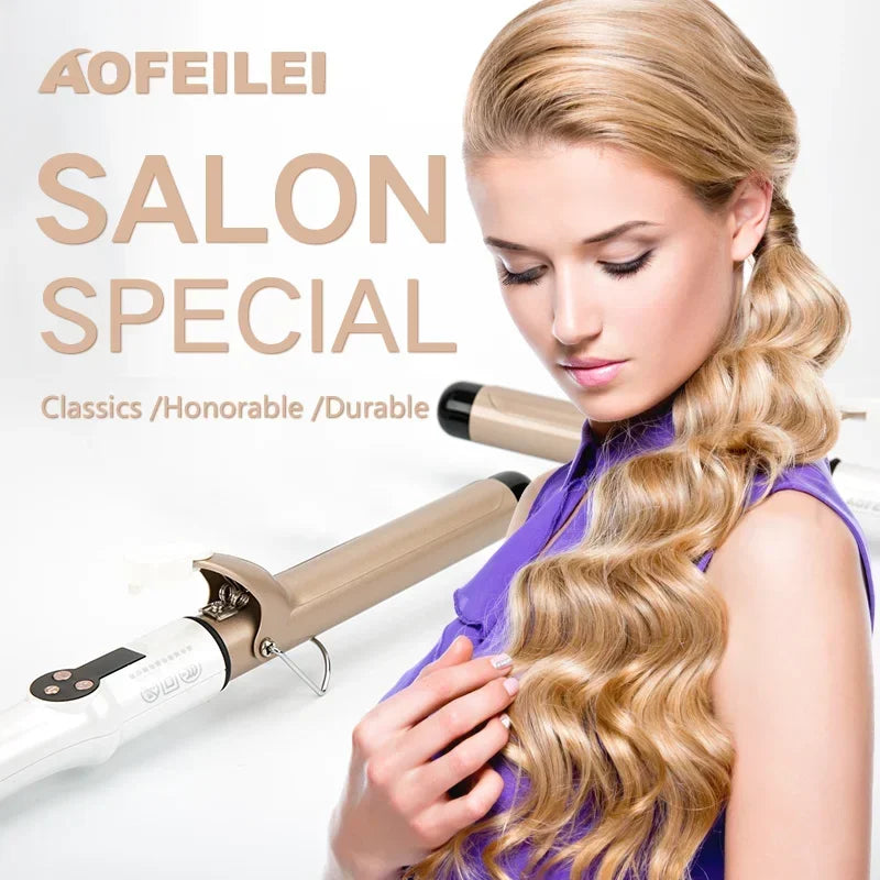 2025 New Electric Hair Curler with LCD Screen Digital Curling Iron Hair Curlers Irons 19-38mm Professional Curling Iron Curler