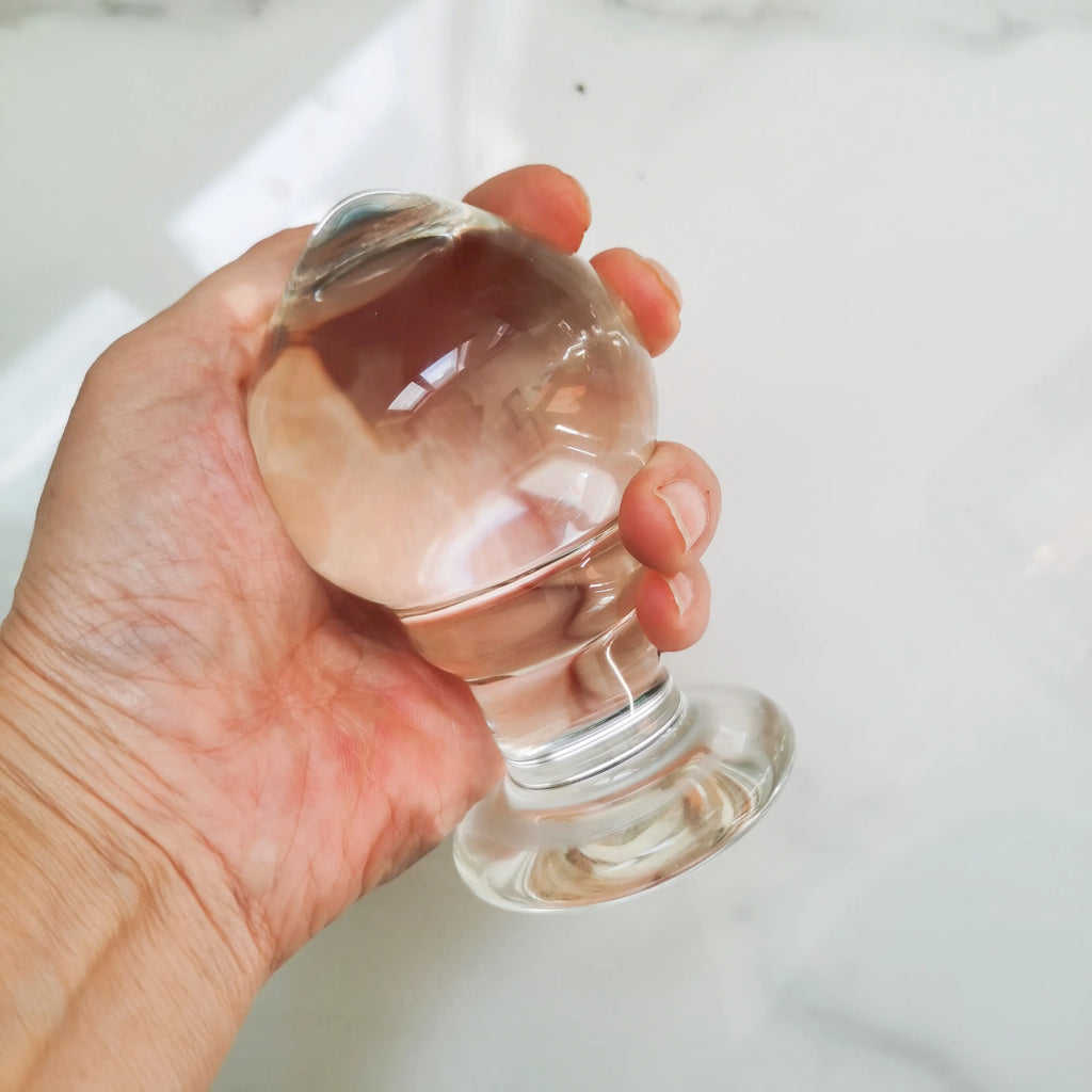 VaHppy Anal Plugs 400g 6.2*11.5cm Glass Enlarged Anal Training Anal Masturbation Transparent Smooth Protective Skin Sex Toys