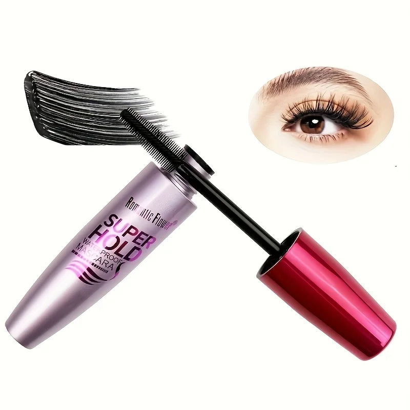4D Waterproof Curling Mascara Black Silk Fiber Eyelashes Extension Long Lasting No Smudging Female Cosmetic Makeup