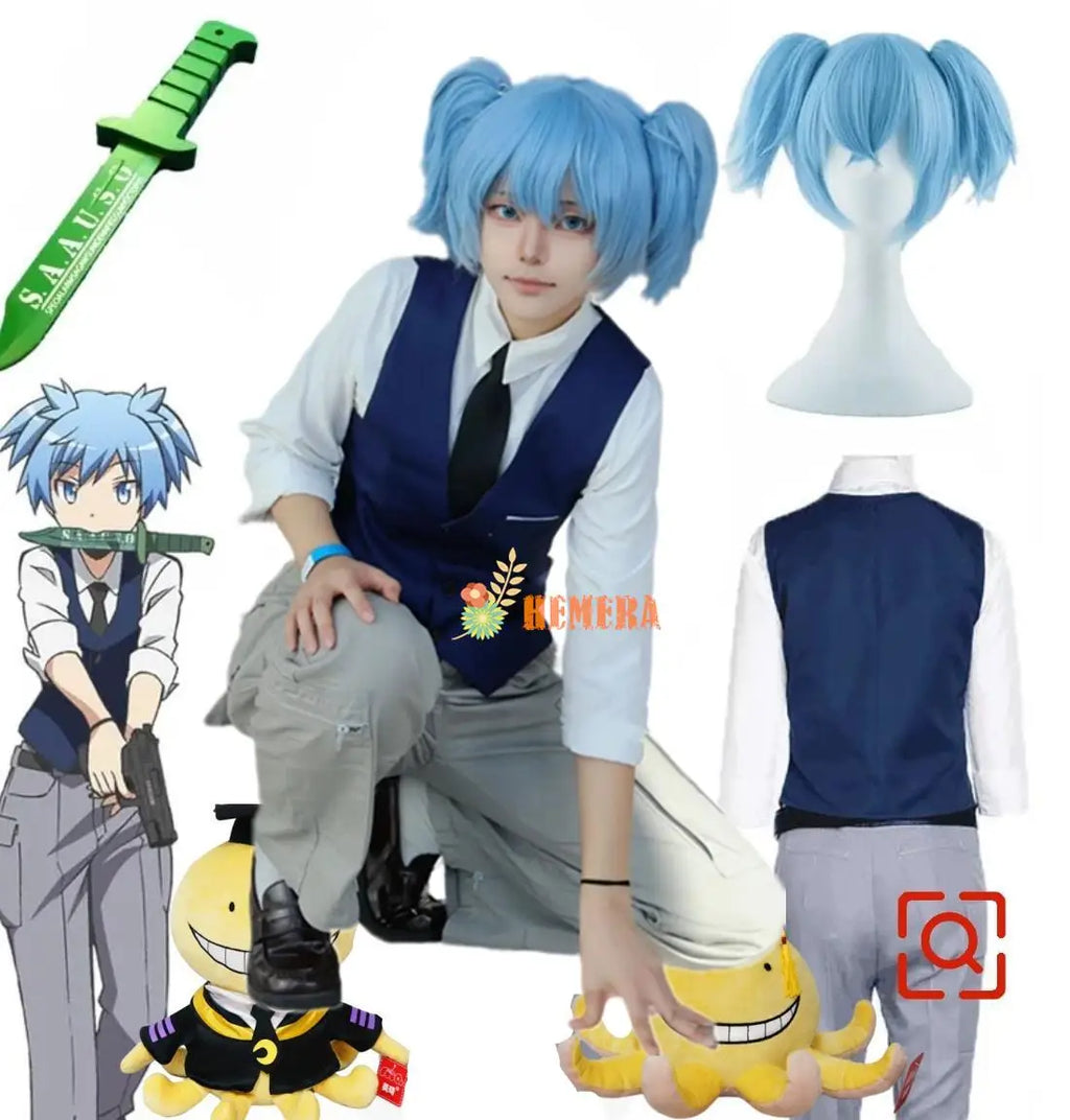Anime Assassination Classroom Shiota Nagisa Cosplay Costumes Wig Tie Vest Halloween Christmas Party Uniform Unisex Daily Leisure