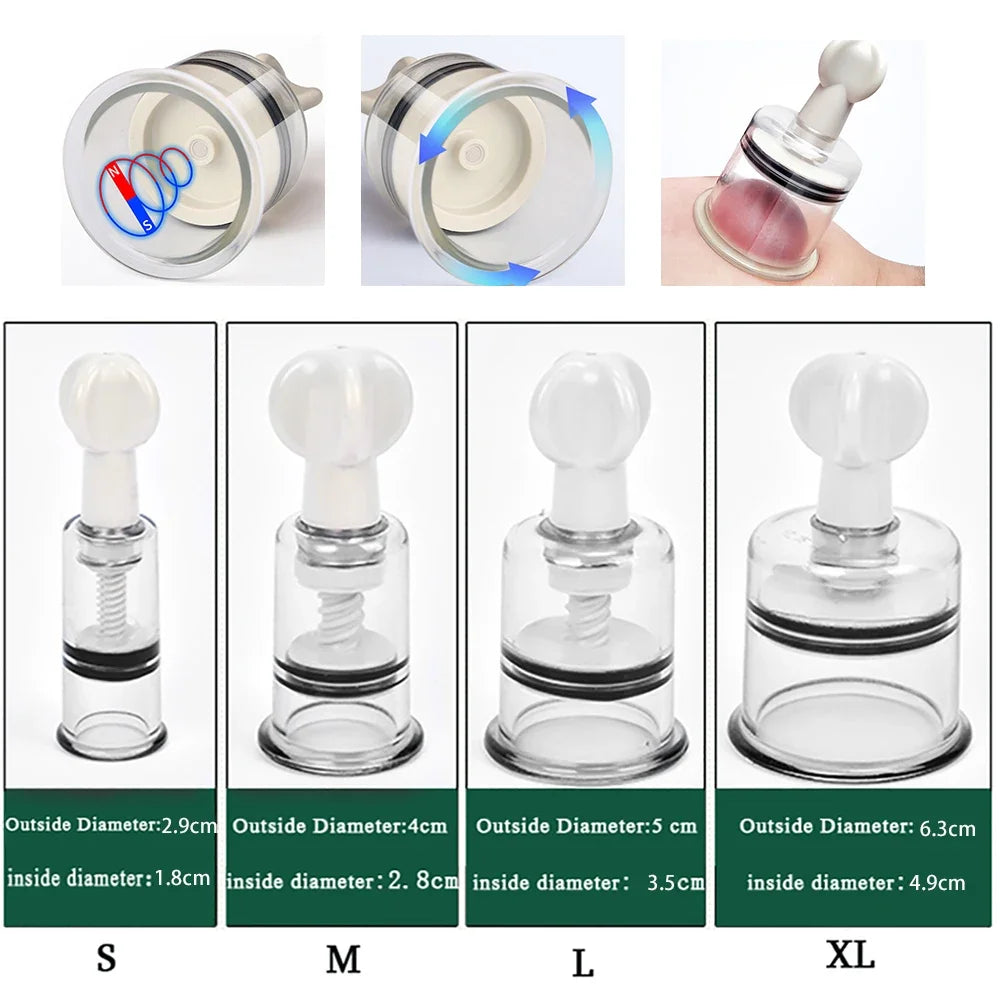 Professional Cupping Medical Chinese Vacuum Body Massager Stimulation Vacuum Cupping Nipple Sucker Inverted Suction Enlarger Cup