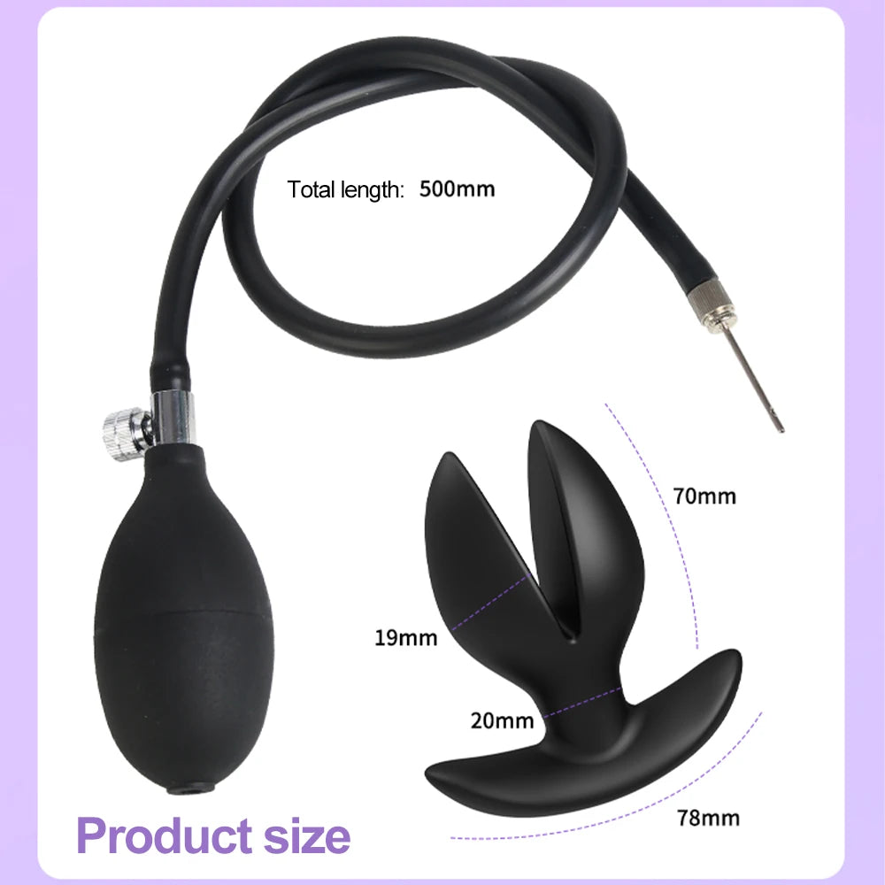 Inflatable Anal Plug Flower-Shape Detachable Women Butt Plug for Outdoor Wear, Anus Dilator Expander, Prostate Massager for Men
