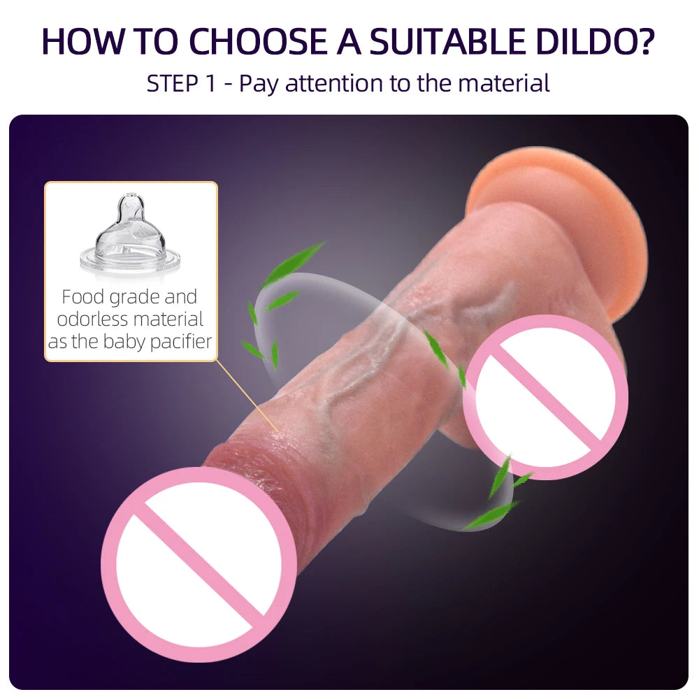 DRY WELL 7 Inch Girth Huge Realistic Safety Soft Silicone Dildo for Vagina Anal Sex Stimulation, G-Spot Penis Adult Sex Toy
