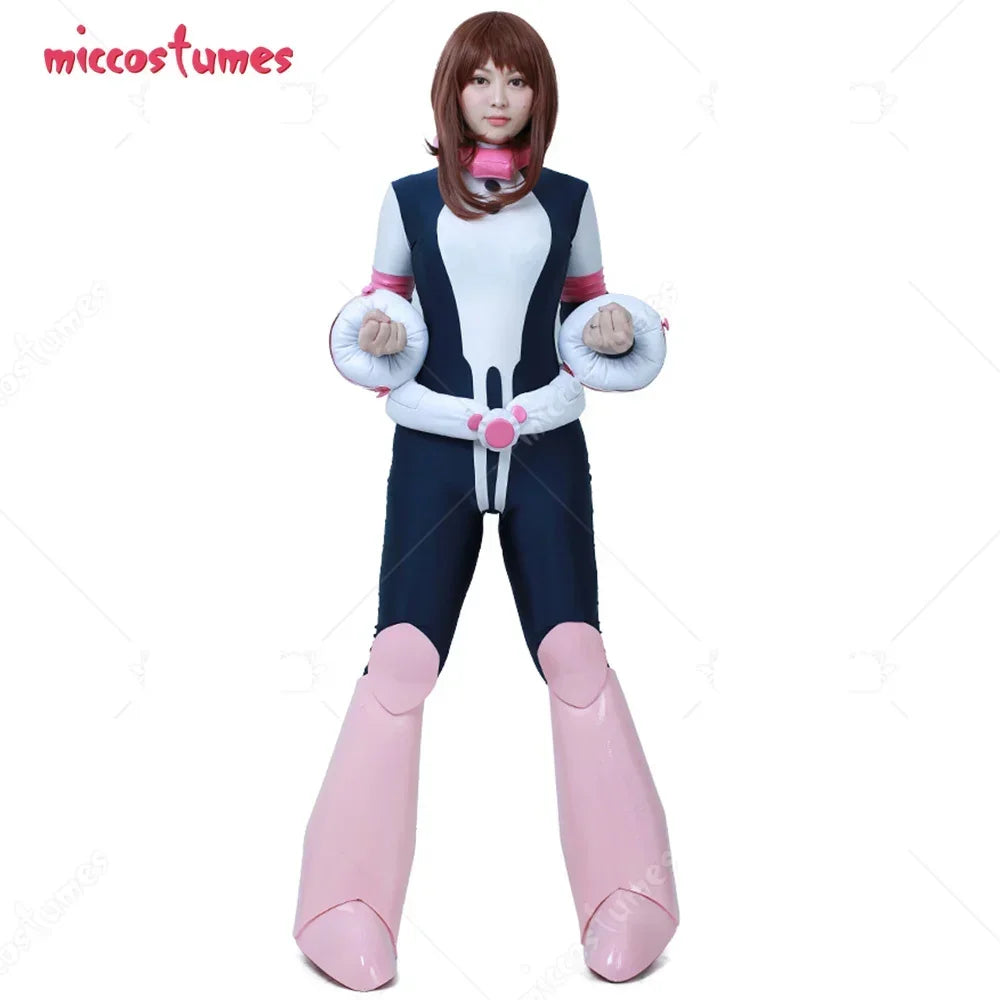 Miccostumes 24Hours Shipping Women's Anime Hero Uraraka Cosplay Suit Costume with Waist Piece and Neckwear