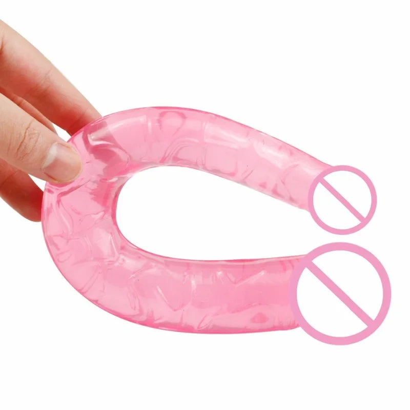 Double Head Silicone Long Penis Jelly Realistic Dildo Flexible Female Pussy Vagina Anal Masturbator Sex Toy Lesbian Cock Lovetoy