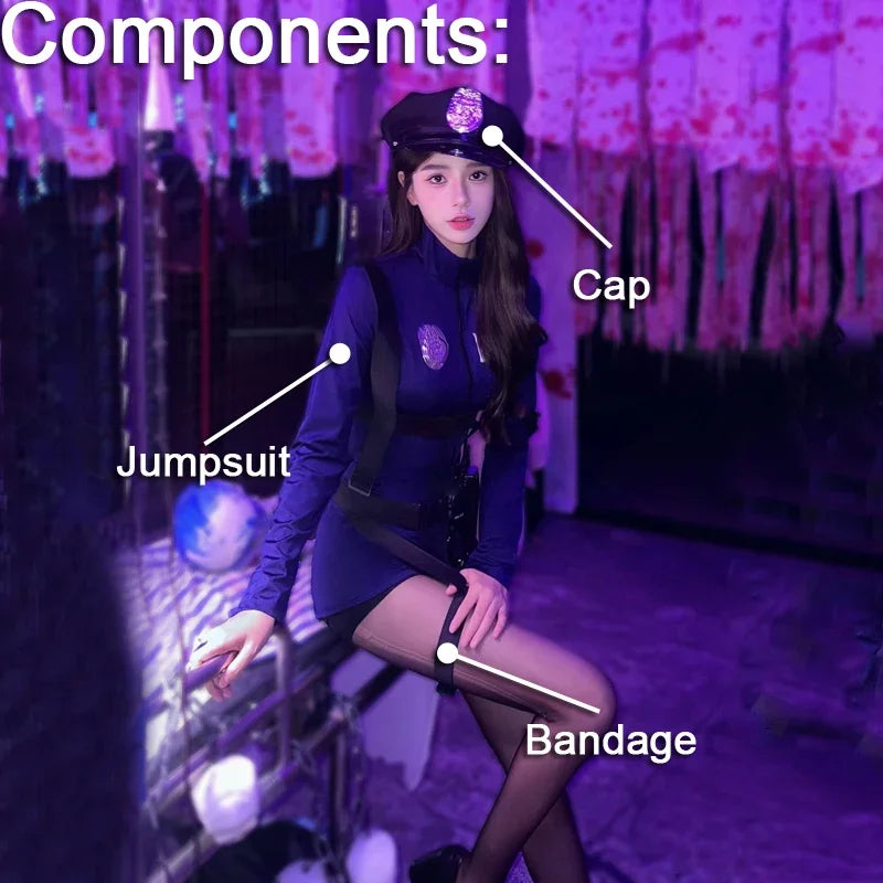 Sexy Cosplay Costumes Hot Rabbit Police Woman Jumpsuit Halloween Costume For Women Tempting Uniform Seductive Performance Cloth