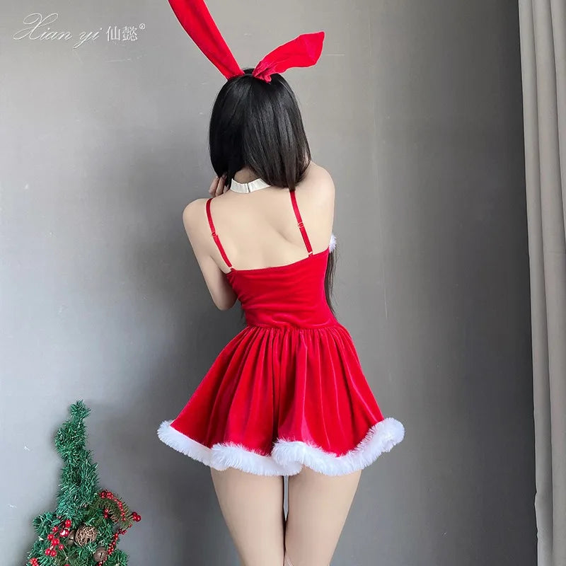 Sexy Christmas Bunny Girl Costume Dress for Women Cute Xmas Party Clubwear Stage Performance Festive Photo Shoot Outfits