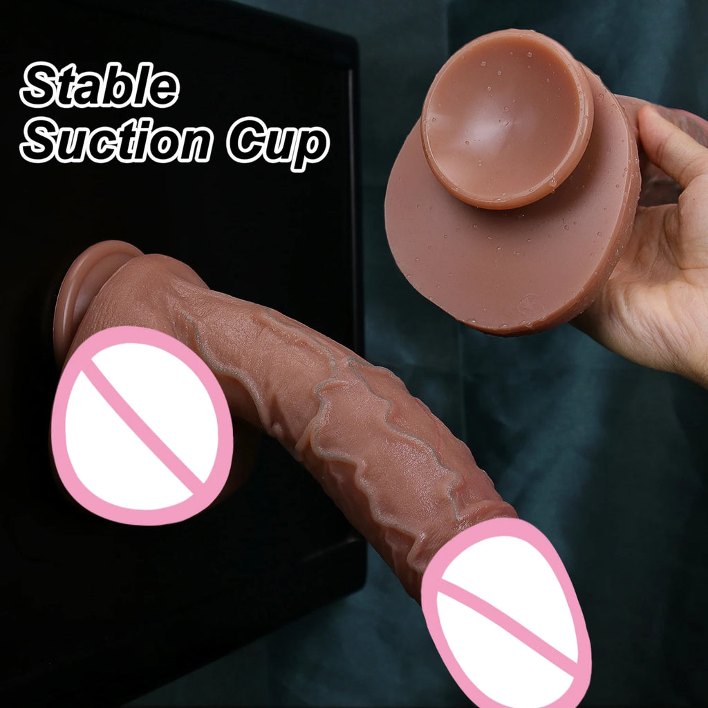 Giant Realistic Skin Thick Dildo Double Silicone Masturbation Penis Soft Small Cock Women Anal Sex Toy Suction Cup Adults Dick