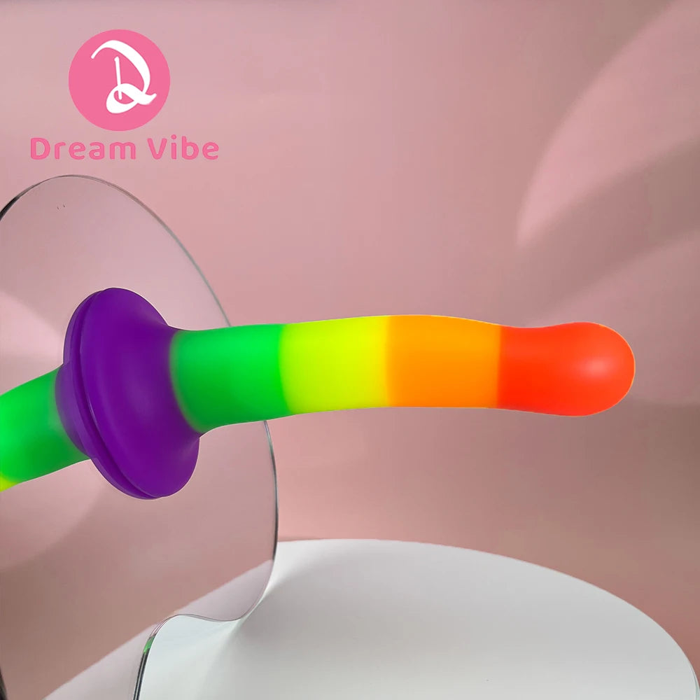 Liquid Silicone Rainbow Dildo Strong Suction Base Soft and Smooth Penetration Deep Adult Sex Toy New Anal Plug Gay Sex Penis