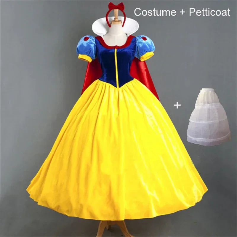 White Cosplay Costume Princess White Snow Cartoon Dress Petticoat Adult Plus size For Women Halloween Party