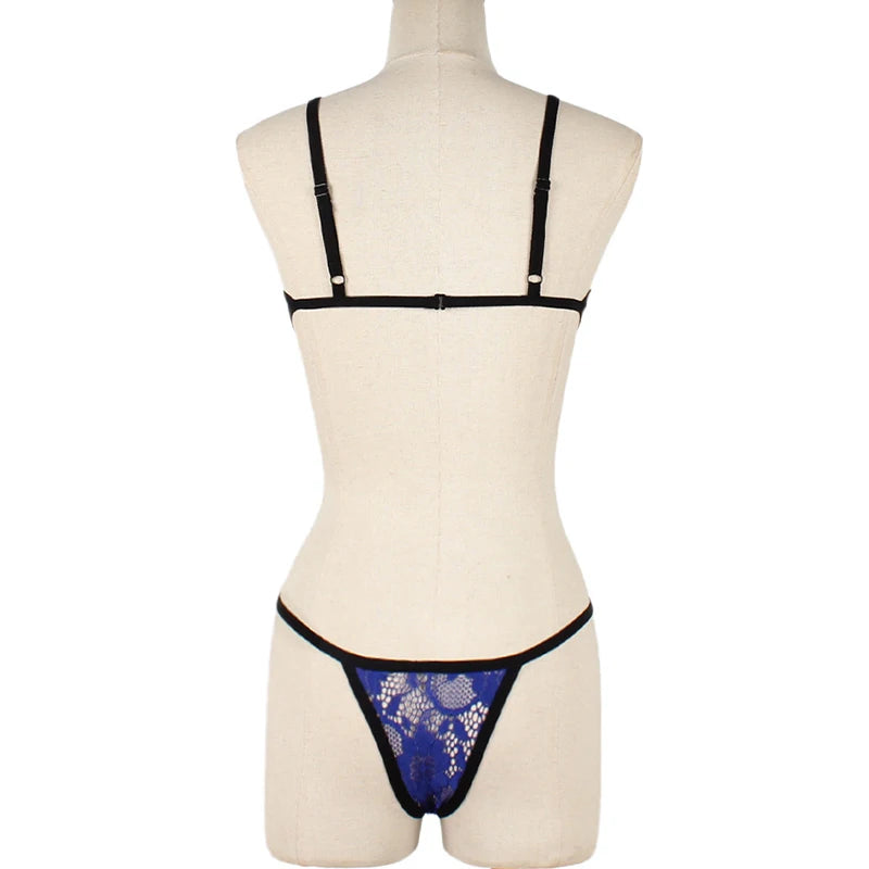 Erotic Lingerie Sets For Women Lace Garters Transparent Bra And Panty Set Female Porno Costumes Deep V Halter Sexy Underwear Set