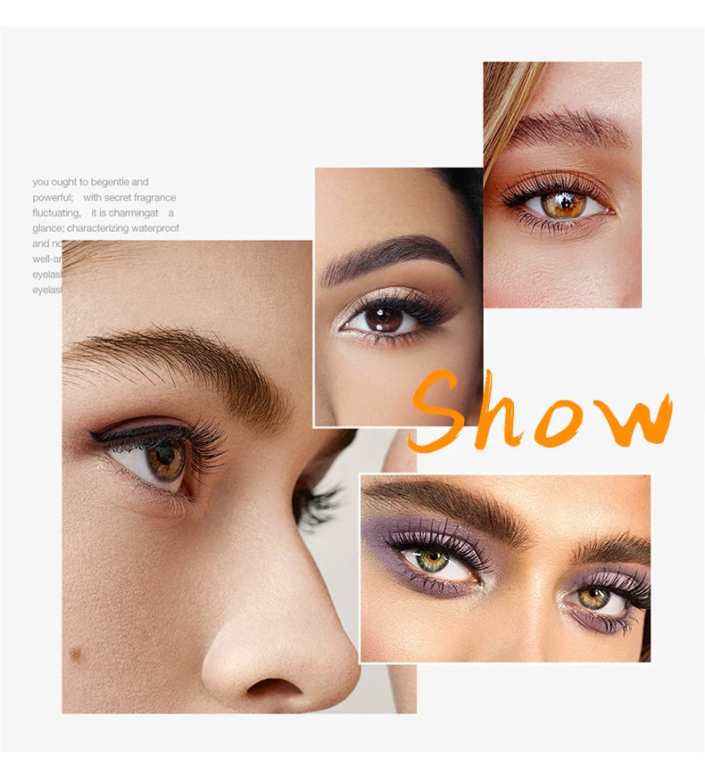 QIC Fashion Diamond 4D Mascara Waterproof Eye Make-up Cosmetics Peanut Silicone Brush Lengthening Curl Lashes Fast Dry