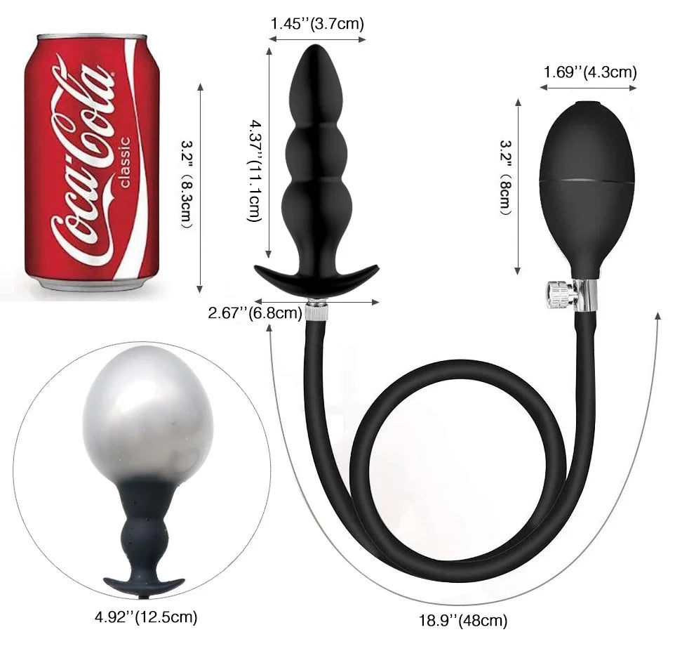 Inflatable Anal Plug with Metal Ball for Men&Women Extra Large Prostate Massager &G-Spot Stimulator Premium Comfort Anal Dilator