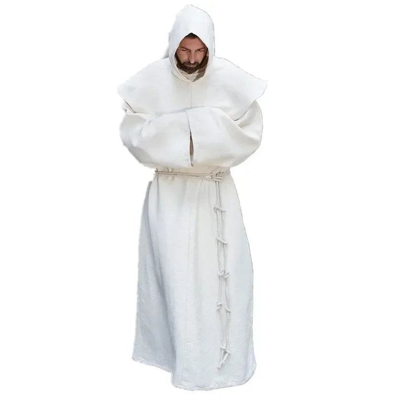 S-5XL Renaissance Monk Clergy Shoulder Clothes Friar Costume Religious Saint Robe Men's Priest Hood Halloween Cosplay Costume