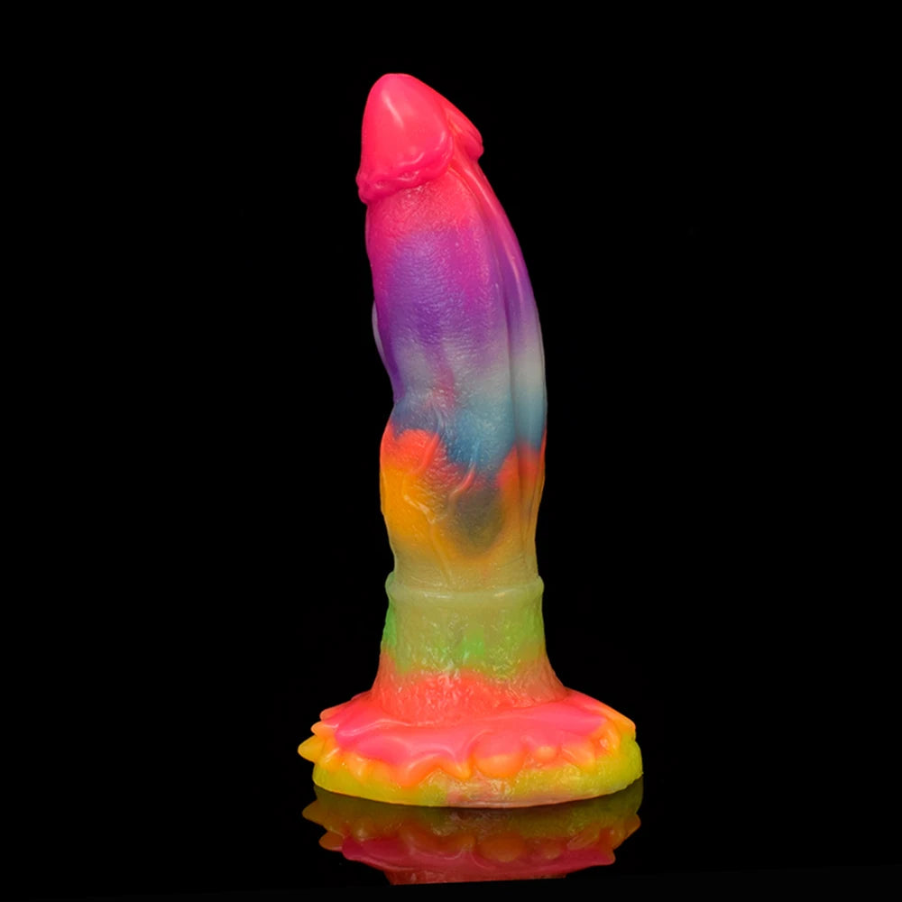 FAAK Luminous Dragon Dildo With Suction Cup Knot Dog Penis Size S M L Female Masturbator Glowing In Dark Silicone Sex Toys