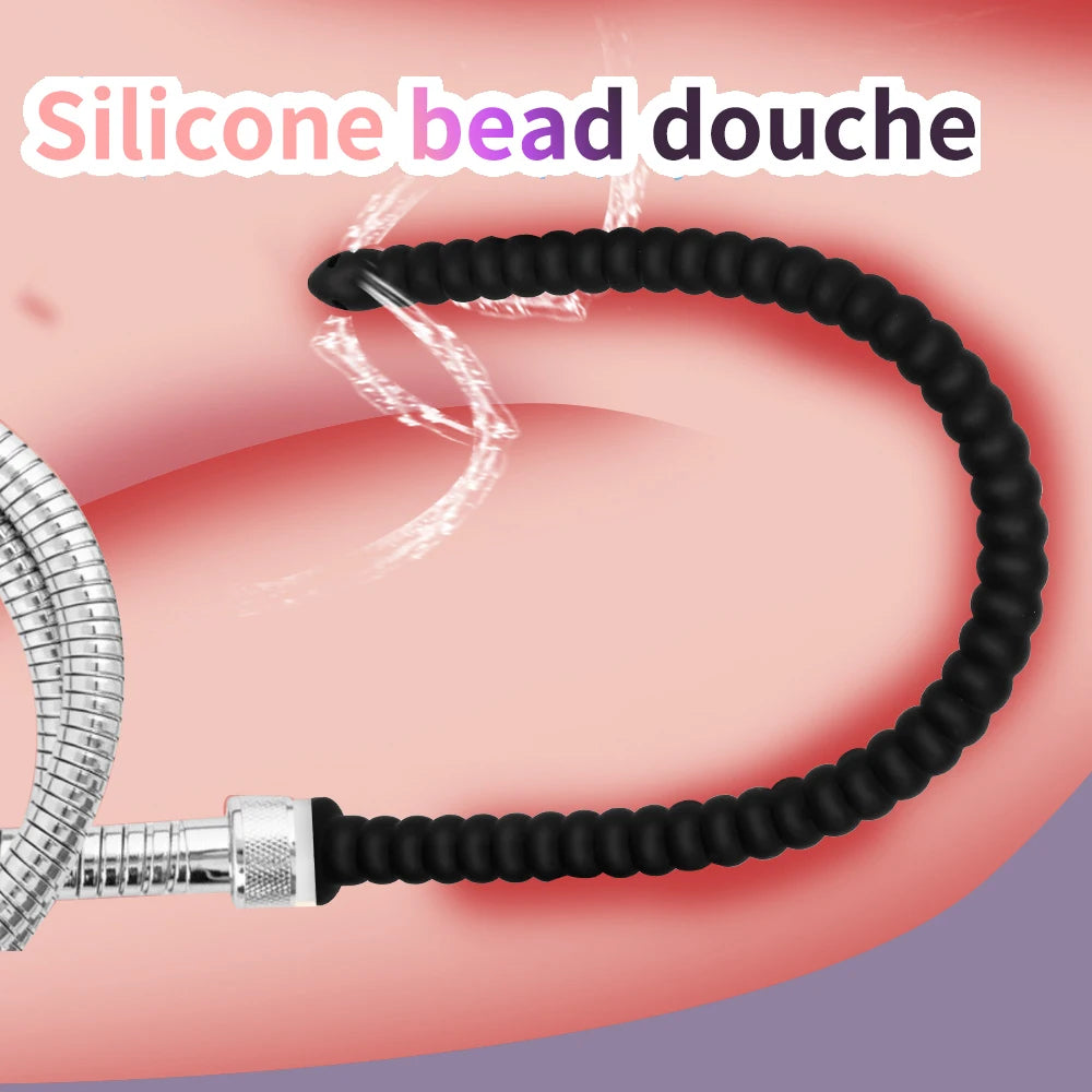 Long Anal Plug Washing Tube Douche Silicone Enema Deep Butt Plug Cleaning Anal Head/Shower /Cleane Nozzle Tip Faucet Attachment
