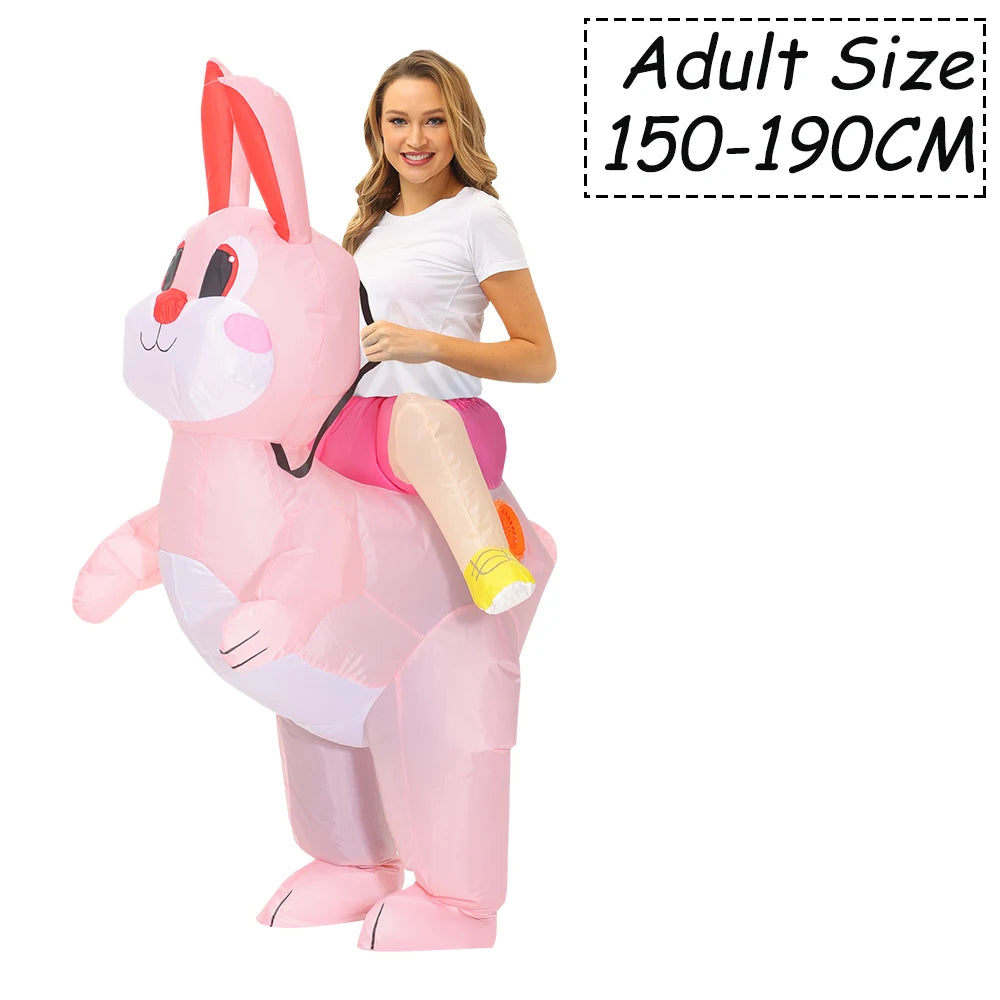 Easter Bunny Clown Adult Kids Inflatable Costume Funny Cute Rabbit Cosplay Suit For Performance Festival Carnival Party Clothing