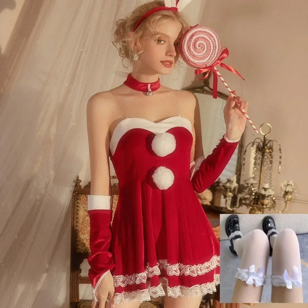 Christmas Dress Cosplay Rabbit Set Sexy Women's Uniform Girl Role-playing New Year Kawaii Maid Suit Set Anime Costumes
