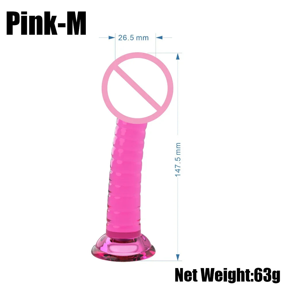 Realistic Dildos For Women No Vibrator Sex Toys Couples Crystal Jelly Mini Penis Vagina Anal Butt Plug Female Masturbation 4Size