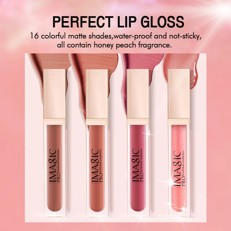 IMAGIC 20Colors Lip Glaze&Gloss Long Lasting Matte Moisturizing Lightweight Pigment Liquid Lipstick Silky Texture Women Makeup