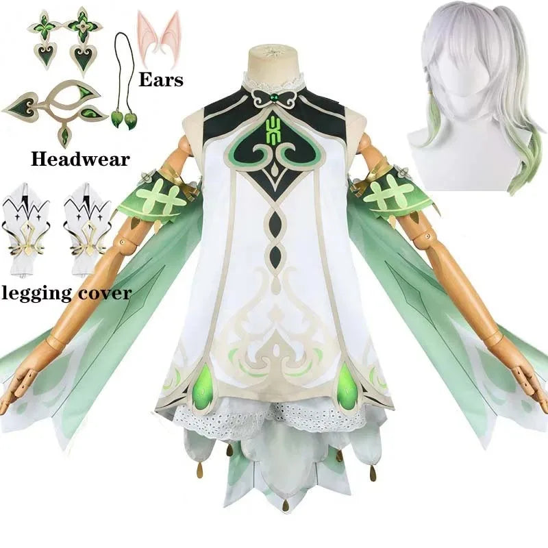 Nahida Cosplay Costume Lesser Lord Kusanali Full Set Dress Ears Wig Nahida outfits for Comic Con