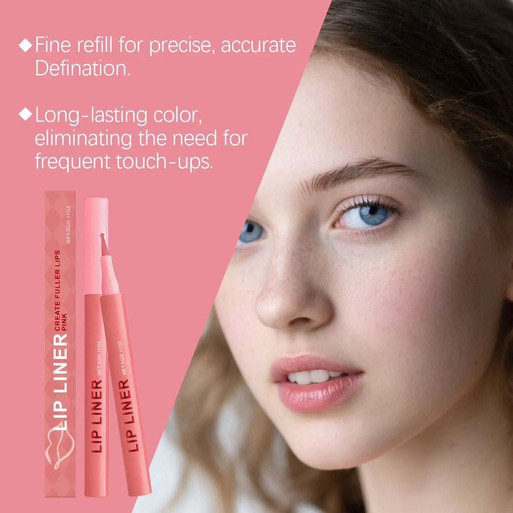 Light brown waterproof lip liner daily outline lip lines, easy to apply makeup, natural color, commuter makeup