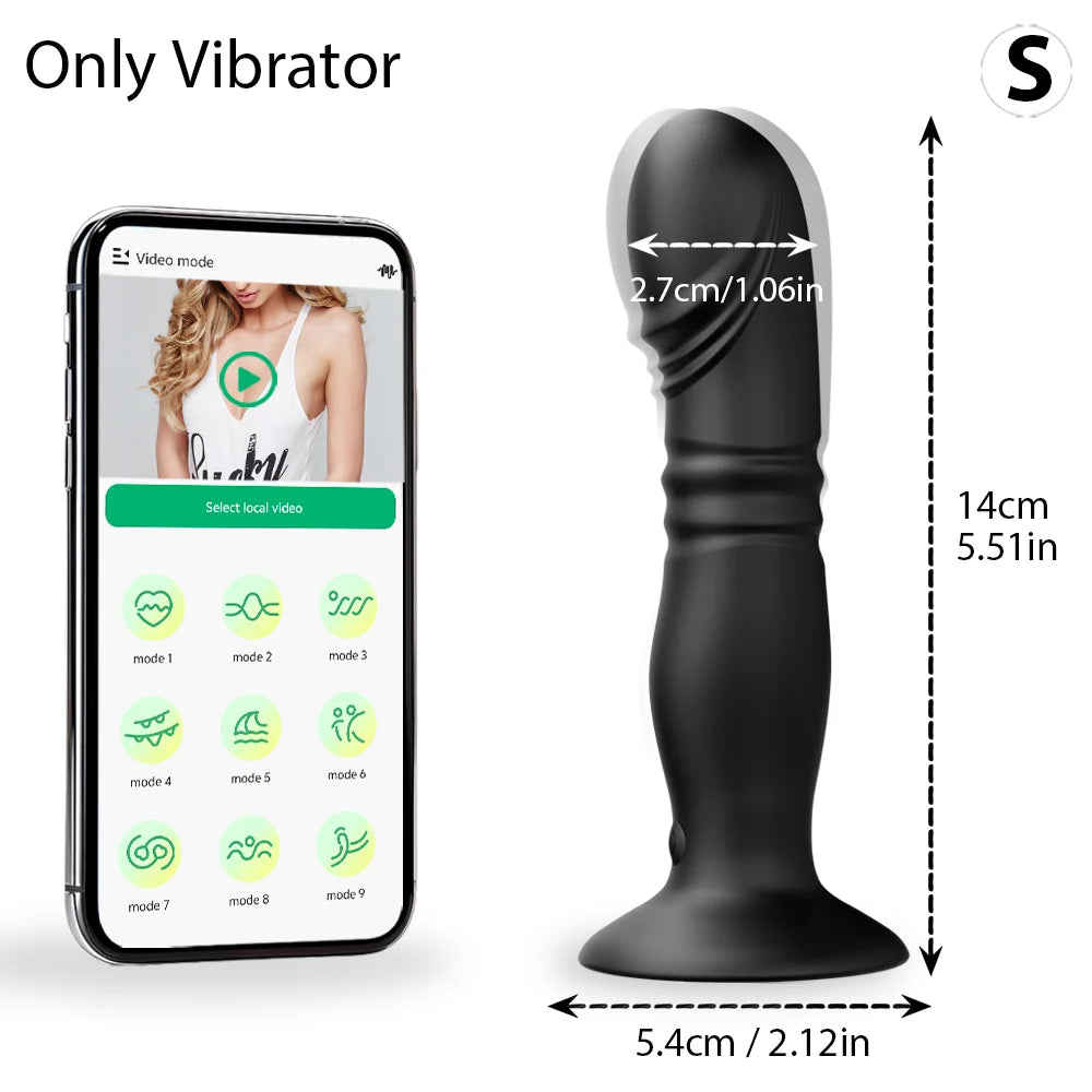 Thrusting Sex Toys Anal Plugs Vibrator APP Wireless Telescopic Anal Dildo Witn Suction Cup Prostate Massager Butt Plug for Men