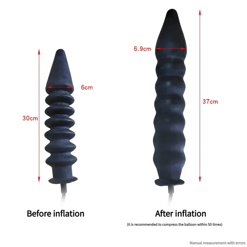 Foldable Huge Inflatable Threaded Anal Plug Pointed Design Dildo G Spot Stimulation Vaginal Anal Dilator Sex Toy for Women/Men