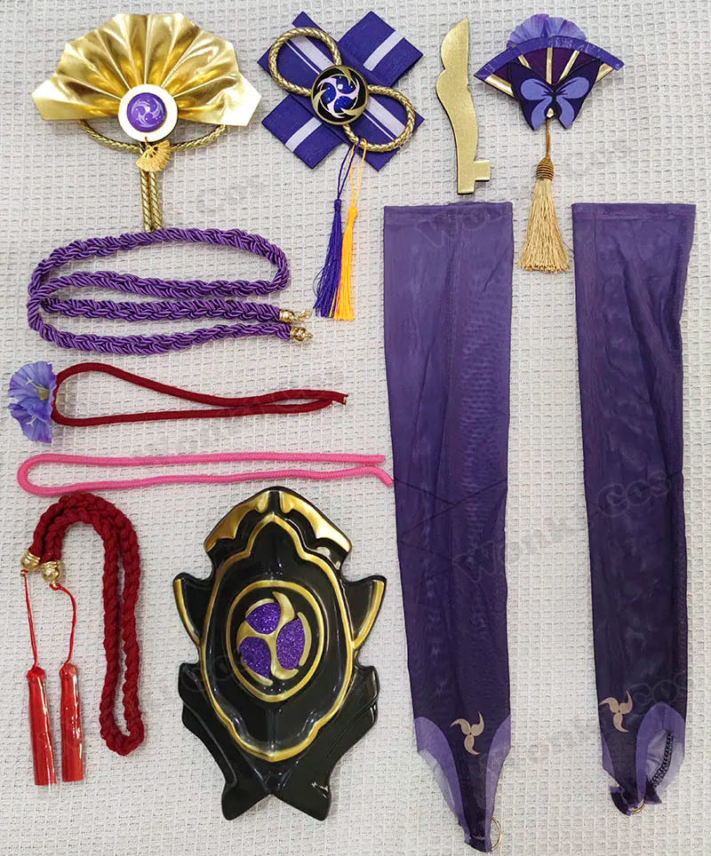 High Quality Raiden Shogun Cosplay Costume Wig Hair Game Impact Raiden Shougun Costumes Wig Set for Women Party Outfits