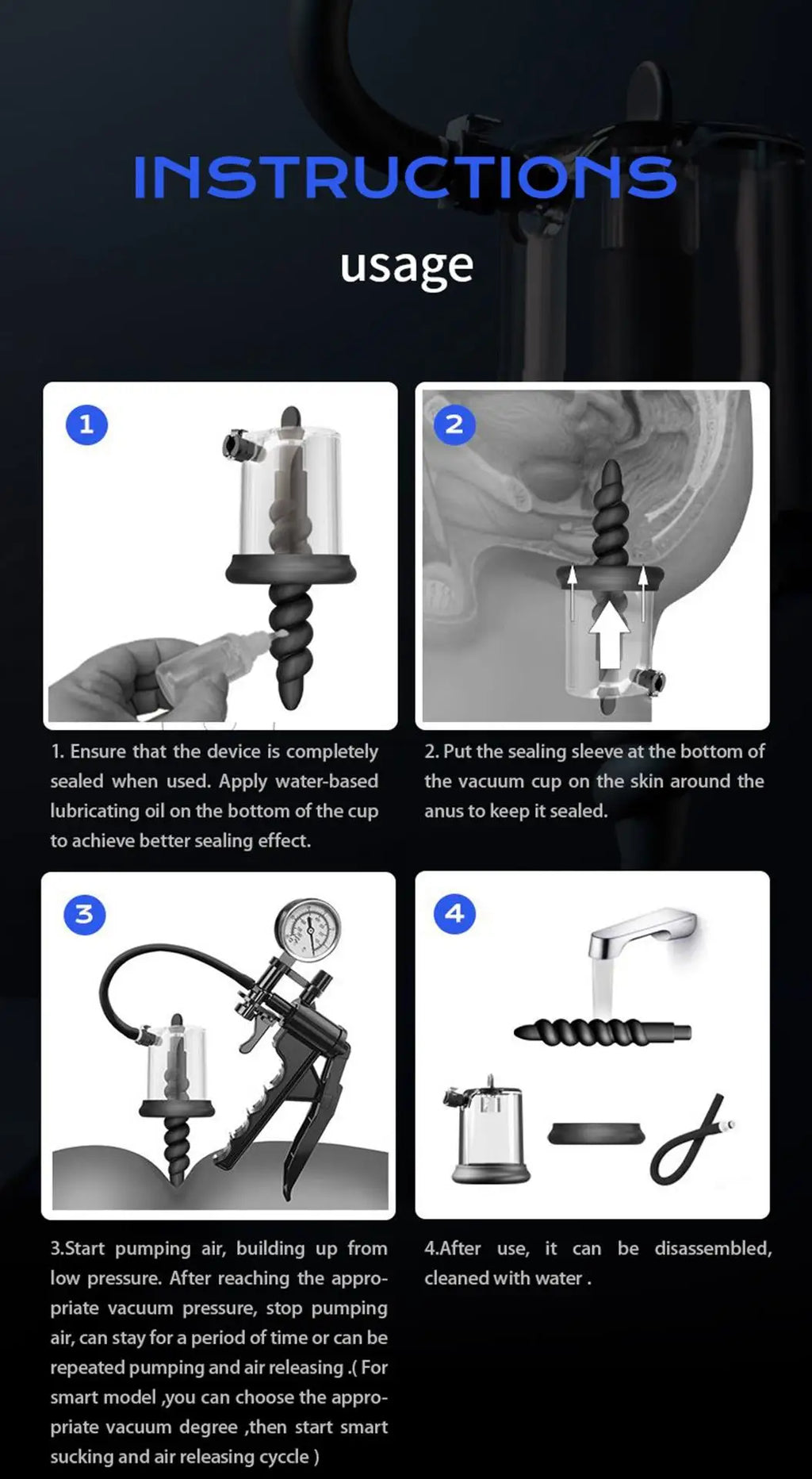 Anal Vacuum Pump Manual Air Pressure Powerful Butt Plug Male Female Masturbators Prostate Massage Sex Toys for Women Men 18+