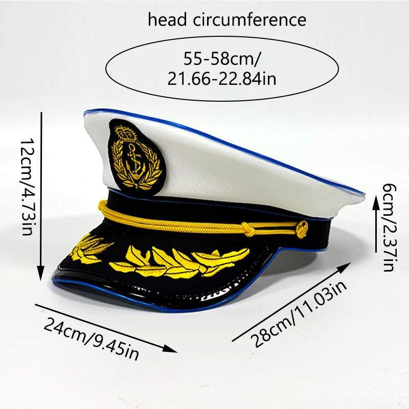LED Pirate Hat Pirate Theme Holiday Cosplay Pirate Costume Decorations Glowing Captain Hat Colonial Tricorn Hat Woman Skull Hat