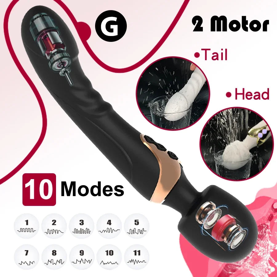 Vibrator Powerful Dildos Dual Motor Silicone Large Size Wand G-spot Massager For Couple Clitoris Stimulator For Adults Sex Toy