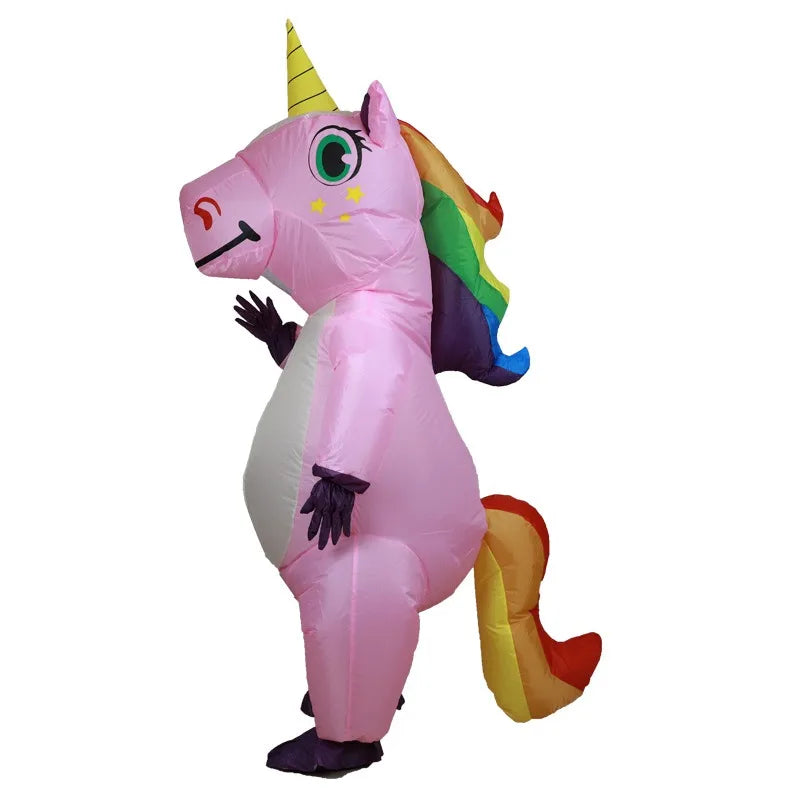 anime Inflatable Unicorn Costume Pink Full Body Unicorn Cosplay Costumes with Blower Funny Party Halloween Costume for Adult