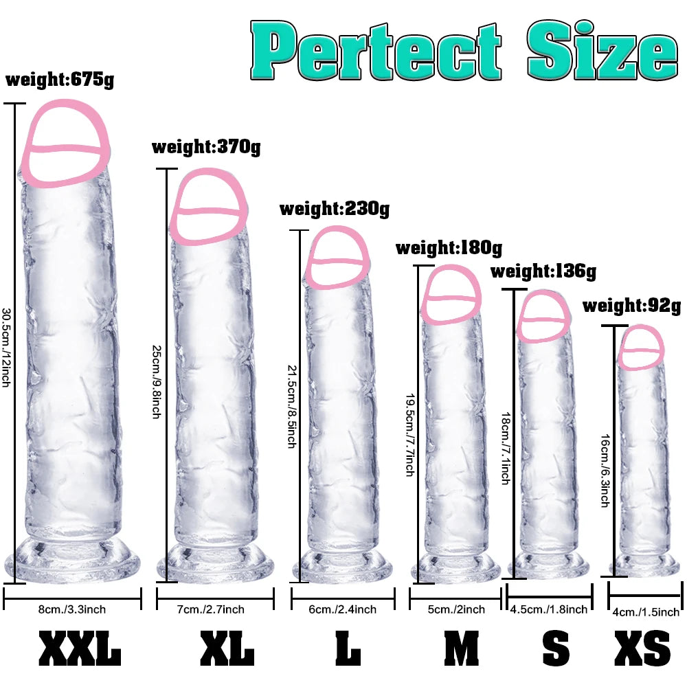 6 Sizes Realistic Big Dick Jelly Dildo Women Gay Anal Huge Dildo Sex Toys Clitoris Vaginal Masturbators Penis with Suction Cup
