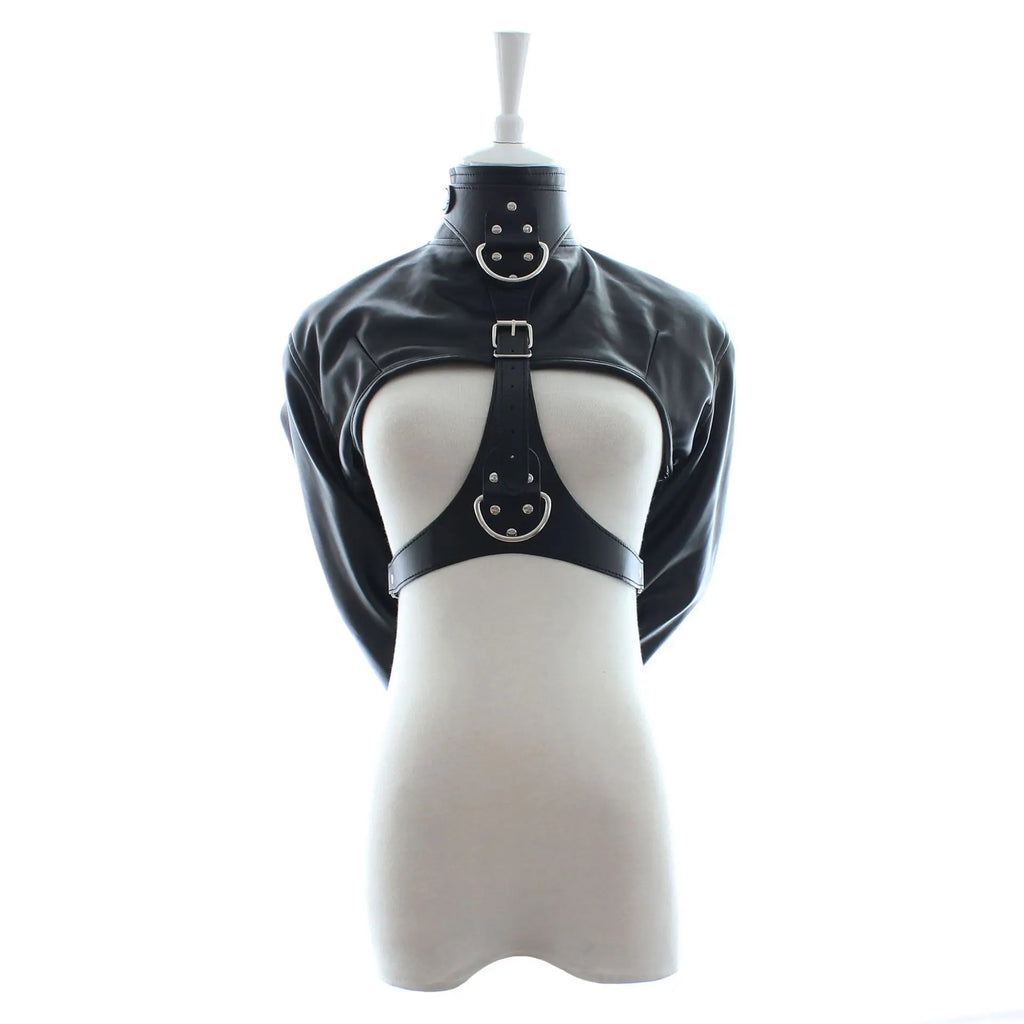 Women Jacket Halloween Costume Restraint Straight Sexy Open Breast Cupless Leather Bondage Strait Jacket Tops for Female 2024
