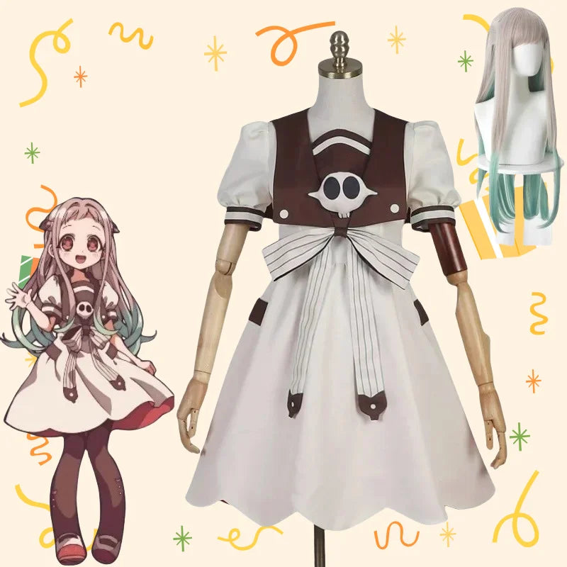 Yashiro Nene Cosplay Costume Anime Toilet-Bound Hanako-Kun Clothes White Dress Wiig Uniform Women Outfit for New Year Day