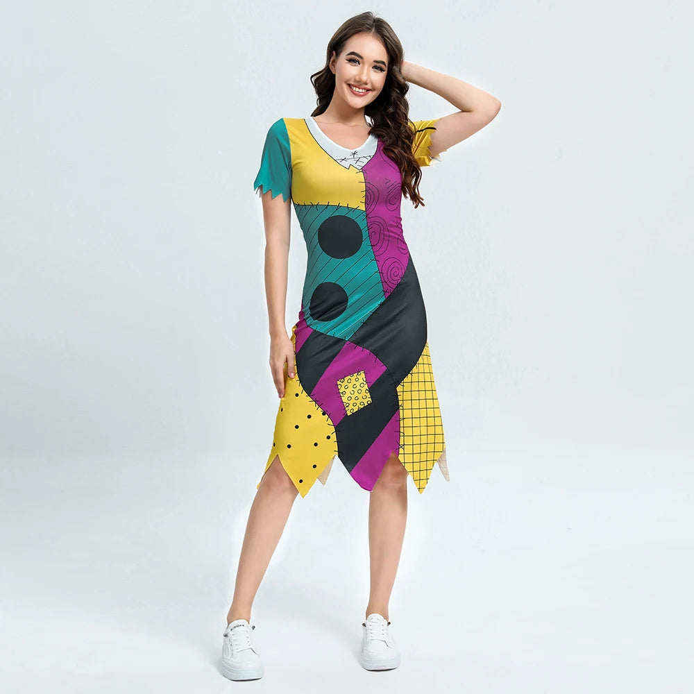 [You're My Secret] Cosplay Anime Nightmare Sally Costumes Christmas Carnival Fancy Party Matching Dress Up Set Bodysuits Female