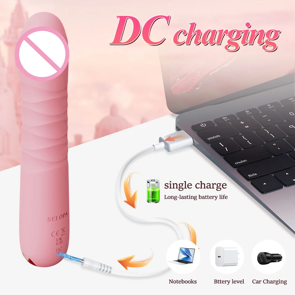 Thrusting Telescopic Vibrators G Spot Clitoris Anal Stimulation Realistic Dildo Vangin Massager Masturbation Sex Toys for Women