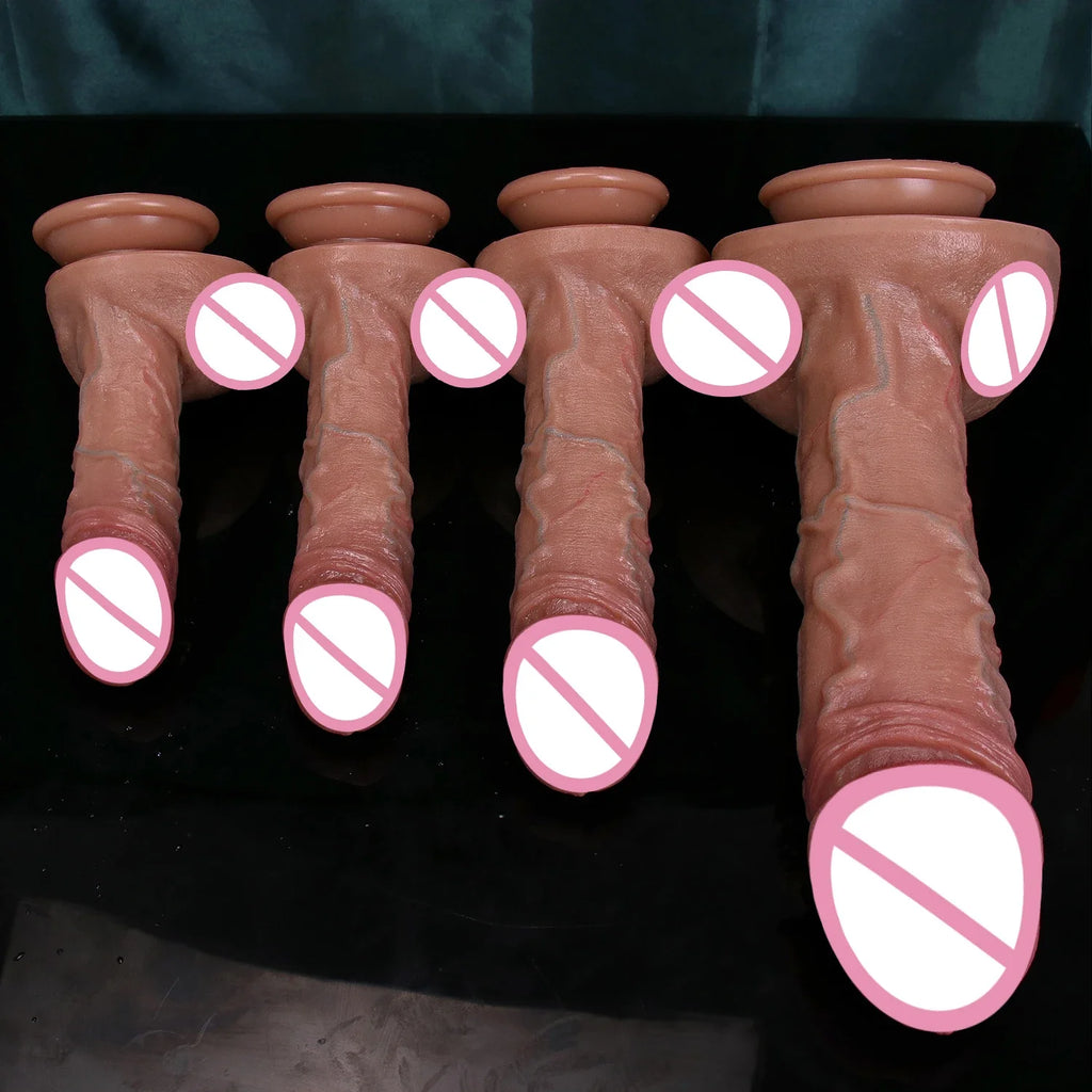 Giant Realistic Skin Thick Dildo Double Silicone Masturbation Penis Soft Small Cock Women Anal Sex Toy Suction Cup Adults Dick
