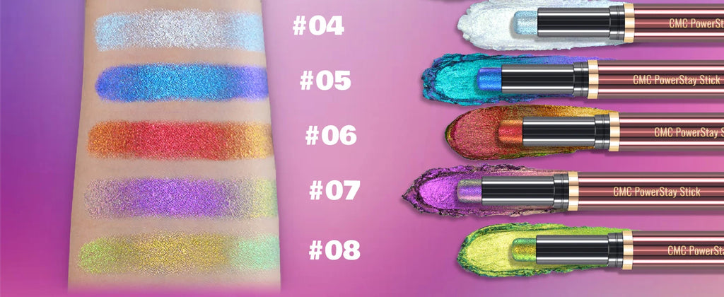 CHARMACY New Multichrome Eyeshadow Stick with Sponge Waterproof Long Lasting Glitter Eye Professional Maquillaje for Women