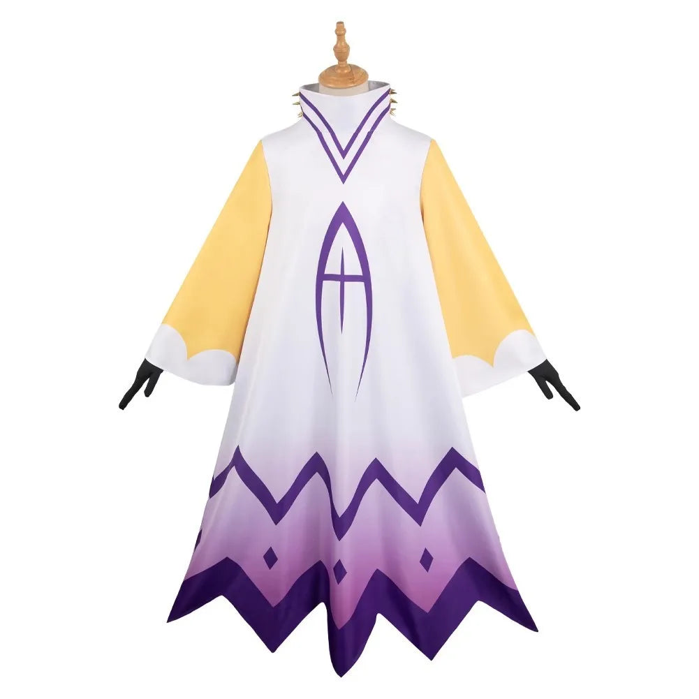 Adam Cosplay Costume Anime Hazzbin Cartoon Hotel Adam Costume Disguise for Men Women Robe Dress Wig Headgear Halloween Carnival