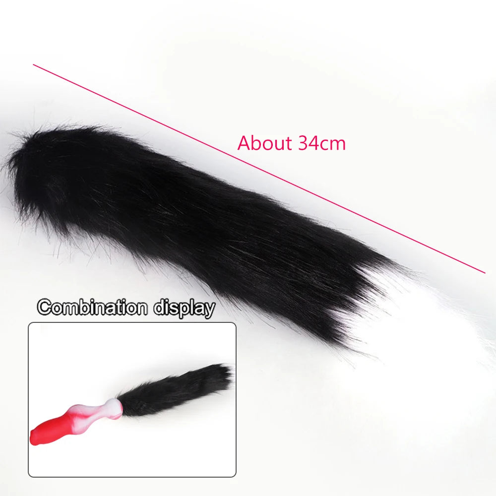 Dog Dildo With Silicone Butt Plug Long Tail Cosplay BDSM Adult Sex Games Long Anal Plug Animal Dildos For Women Penis Buttplug