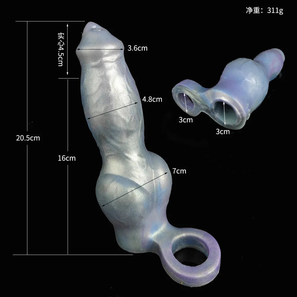 LUUK Dragon Luminous Silicone Dildo Sleeve Male Penis Girth Extender with Cock Ring Adult Sex Toy Enlarger Man‘s Toys 18+