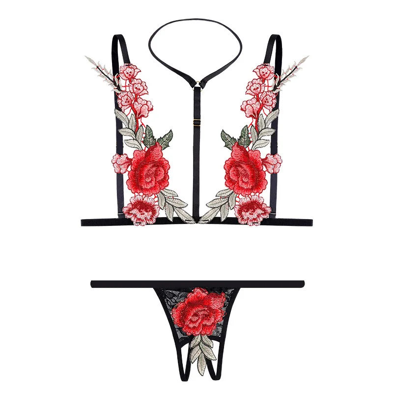 Women Sexy Lingerie Panties Set Erotic Underwear Rose Lace Bra And Panty Set Porn Sexy Lingerie For Women Sleepwear Pajama