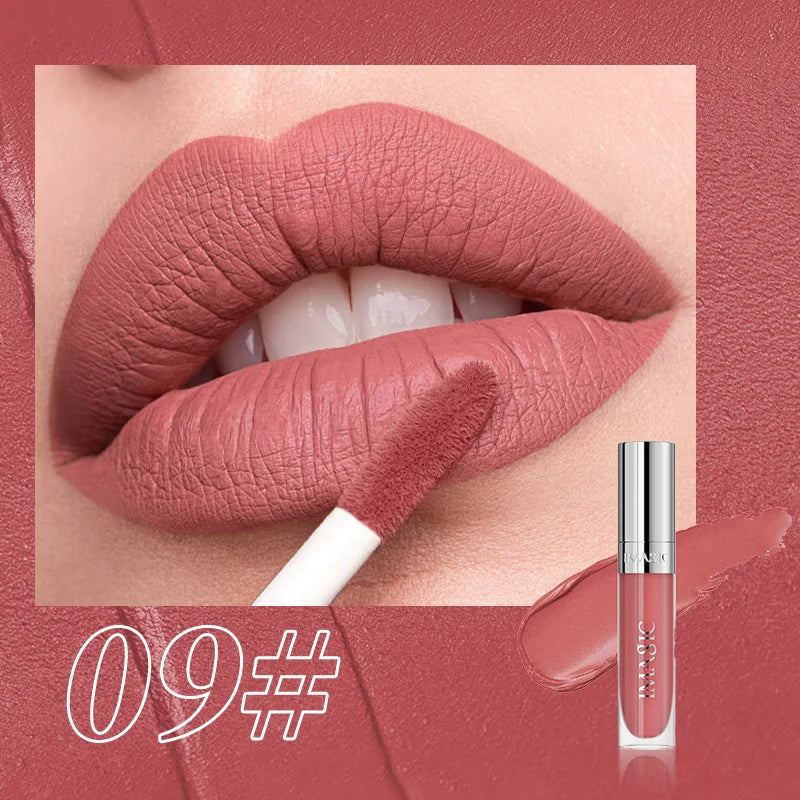 IMAGIC Natural Matte Lipgloss Stainless Steel Cup Waterproof Long-Lasting Lip Makeup Beauty 8ml NO.LP-221