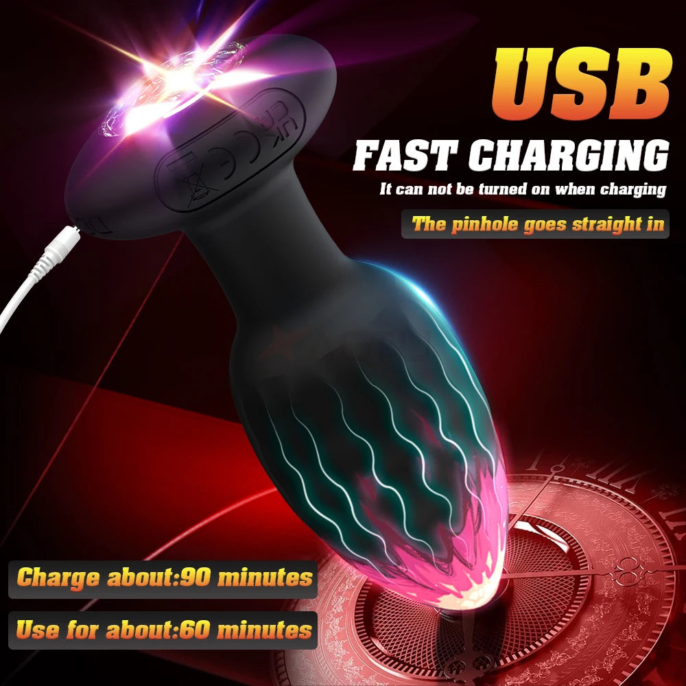 APP Control Anal Plug Vibrator with LED Light Blue-tooth Butt Plug Vibrator Prostate Massager Sex Toys for Women Men Adult