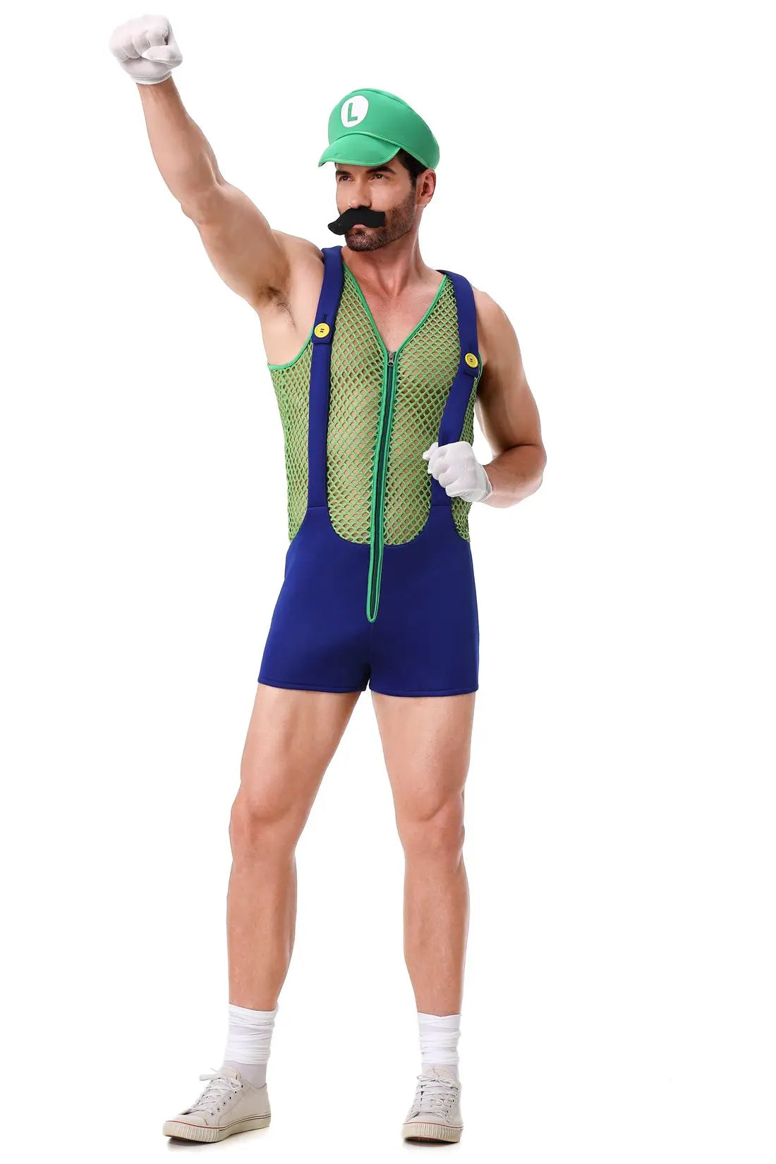 Adult Halloween Anime Cartoon Cosplay Costume With Hat Sexy Men Red Blue Super Plumber Brother Fancy Set Carnival Party Dress Up